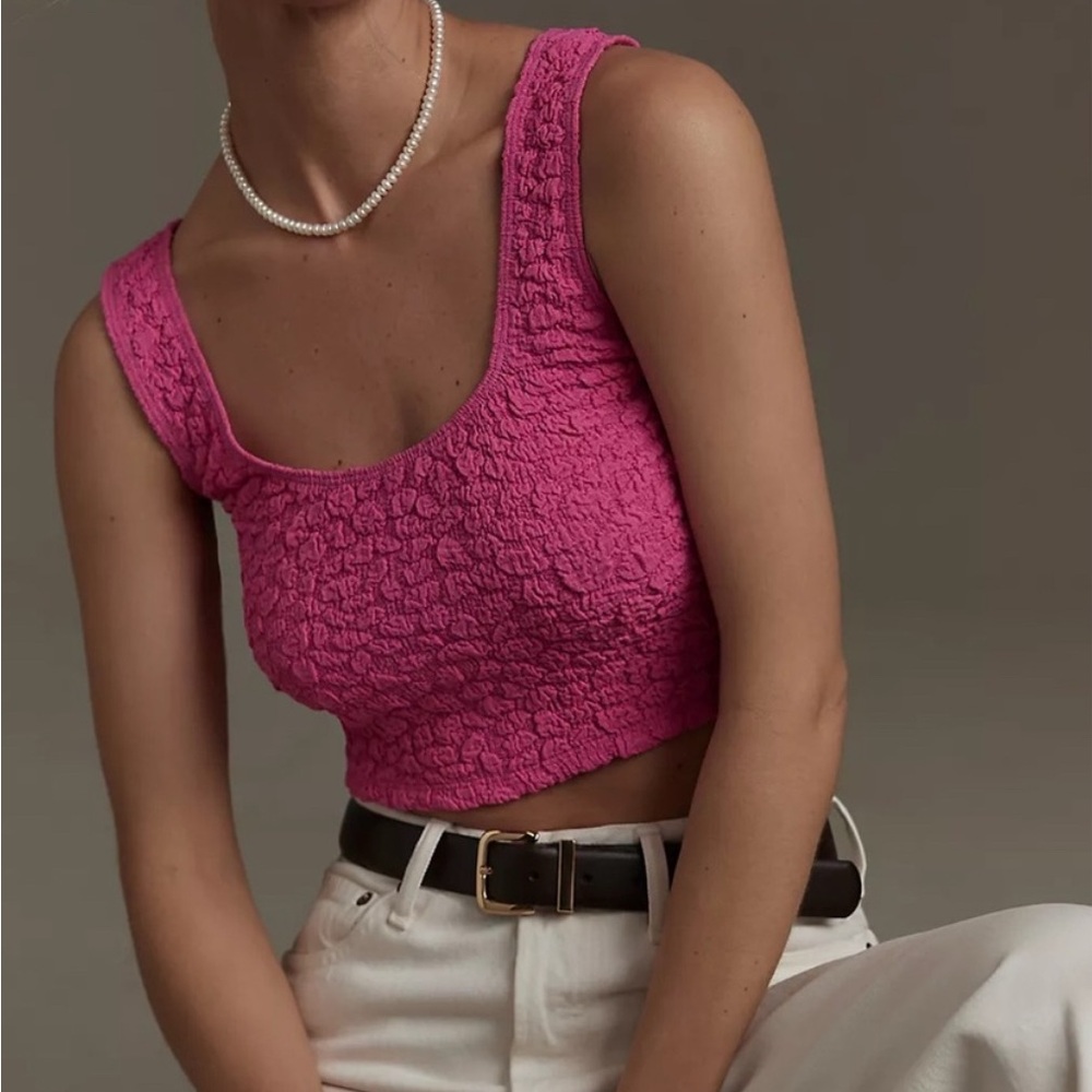 Anthropologie The Hannah Seamless Textured Tank in pink size L - Picture 9 of 9